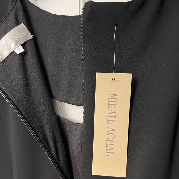 NWT Mikael Aghal Black Formal Gown Size 12 - Picture 6 of 8